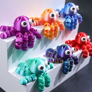 Porte-clés pendentif pieuvre en plastique imprimé en 3D, articulations mobiles, ornement tout-en-un, vente en gros, produit transfrontalier très demandé - Product Image 3