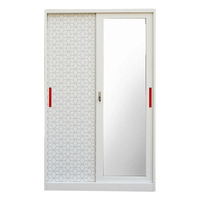 Meubles de chambre à coucher durables armoire en fer métallique ouverte à deux portes Almirah avec porte miroir armoire de rangement pour vêtements