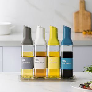 Bulk 500 Ml Auto Flip Clear Glass Sauce and Vinegar Plastic Bottle Olive Oil Dispenser for Kitchen Oil Cooking