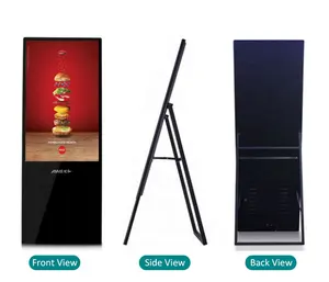 Papan reklame Ad lipat Digital Lcd layar sentuh pemutar iklan Poster layar Led dalam ruangan tampilan 360 SDK hitam