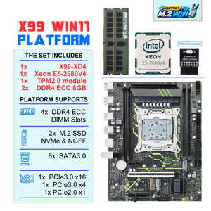 NOUVEAU Combo Carte Mère X99-XD4 WIFI TPM2.0 2X 8GB RDIMM Intel Xeon E5 <span class=keywords><strong>2680</strong></span> <span class=keywords><strong>V4</strong></span> Kit Complet Carte Mère X99 Combo Xeon X99 - Product Image 1