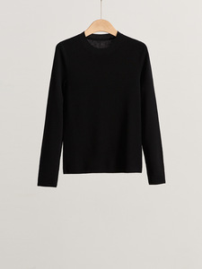 Pull-over ajusté en laine <span class=keywords><strong>mérinos</strong></span> 100% personnalisé pour <span class=keywords><strong>femme</strong></span>, couche de base d'hiver, tricot direct, couleur unie, anti-froissement, respirant, chaud et doux - Product Image 3
