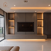 Ensemble de salon moderne de luxe XINGRUO LKD35, armoire en bois gris crème sur mesure avec rétroéclairage LED