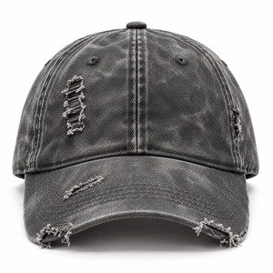 Casquette de baseball en jean délavé style streetwear, personnalisable avec lettres brodées, 5 ou 6 panneaux, décontractée et douce, vente en gros - Product Image 1