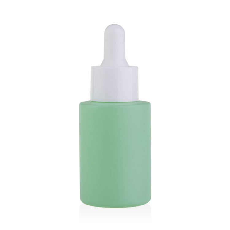 Bouteille verte matte + compte-gouttes blanc mat