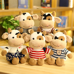 Adorable Peluche de Vaca Blanca y Negra Habie con Suéter Rojo y Blanco, Juguete para Niños, Almohada Suave, Decoración, Regalos - Product Image 1