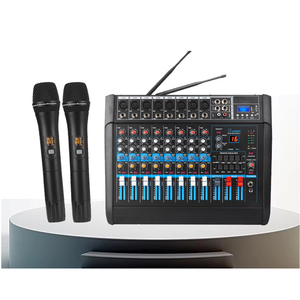 Mezclador de audio para fiesta en casa, amplificador ecualizador de 8 canales, mezclador profesional de DJ con 2 micrófonos inalámbricos - Product Image 2
