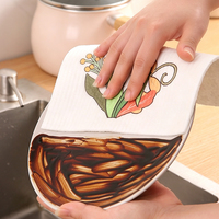 Chiffons de cuisine réutilisables biodégradables à motifs floraux variés en pâte de bois double face antiadhésifs et résistants à l'huile