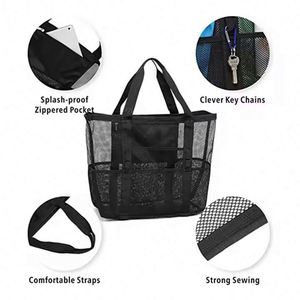 Sac de plage fourre-tout imperméable grande capacité avec logo personnalisé, doublure en polyester, idéal pour le shopping, les voyages et les accessoires de natation (vente en gros) - Product Image 6