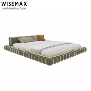WISEMAX MUEBLES Diseño minimalista nórdico suave elástico Esponja Tela de gamuza hogar sofás camas <span class=keywords><strong>Cama</strong></span> de madera maciza Muebles para hotel - Product Image 5