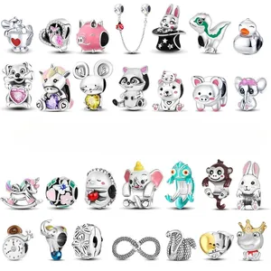 Exquisito y Encantador Colgante de Circonita para Mujer, DIY, con Diseño de Animal (Búho, Conejo), Abalorio de Plata, Pulsera de Lujo Ligero, Regalo de Joyería - Product Image 6