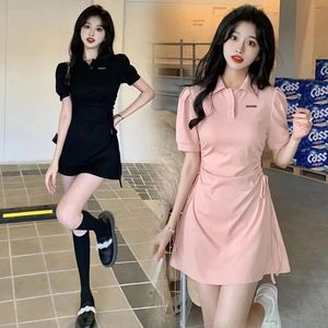 Women's <b>Polo</b> Collar Dress Short Sleeve Waist Cinching <b>Sweet</b> Spicy Style Casual Daily Wear - Product Image 1