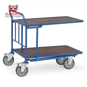 Gudang ritel kargo Transport baja jaring stabil Platform kayu logistik troli tangan - Product Image 1