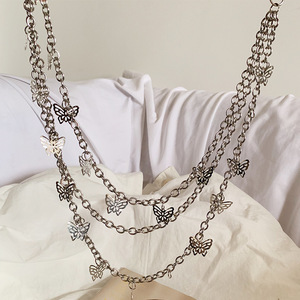 Cadena Corporal Metálica con Diseño de Mariposa, Plateada, de Tres Capas, Aleación de Zinc, Accesorio de Moda para Discoteca - Product Image 3