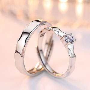 Amiee moda Día de San Valentín amor promesa regalos joyería fina mujeres hombres 925 plata esterlina pareja anillos de boda con circón - Product Image 1