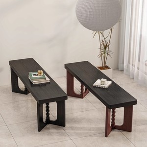 Banco de Madera Maciza, Banco Largo para Cambiar Zapatos, Diseño Retro, Muebles para el Hogar, Uso para Adultos - Product Image 1