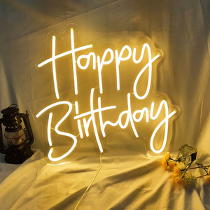 Letrero de neón LED personalizado con letras en inglés, luces decorativas de feliz cumpleaños, <span class=keywords><strong>palabras</strong></span> luminosas para eventos y festivales - Product Image 2