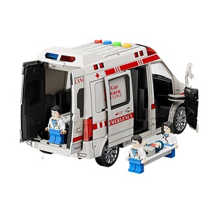 Grande ambulance jouet en plastique à l'échelle 1:87, avec cinq portes ouvrables, modèle réaliste avec musique et histoires, pour garçons et filles de 0 à 24 ans - Product Image 5
