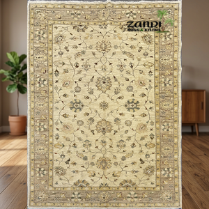 Tapis Oushak noué à la main, design unique, Peshawar et Khotan, 6'7 x 9'8, crème et marron, Pes_Kho_80 - Product Image 3
