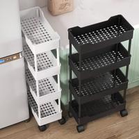 Chariot de rangement roulant compact et durable, écologique, à 4 niveaux, pour condiments de cuisine, collations, articles de toilette de salle de bain