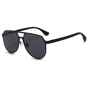 Hotsale TAC Polarized Lenspliot Full Rim Stainless Frame Wooded Temple Square Unisex Fashion Sunglasses - Product Image 6