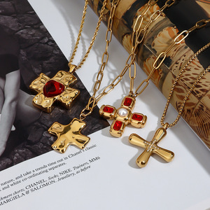 Ensemble de colliers croix en acier inoxydable doré, chaîne superposée, bijoux de clavicule pour femme, cadeau, pièce de mode tendance - Product Image 4