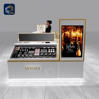 Weißgold Parfüm Store Vitrine Edelstahl Rahmen abschließbare Glas Vitrine Einzelhandel Duft Counter Möbel Design