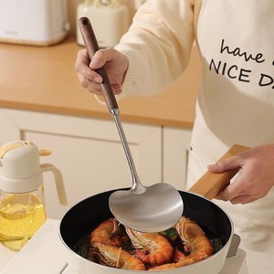 Espátula de madera de nogal y acero inoxidable, utensilio de cocina con mango largo, herramienta de cocina - Product Image 1