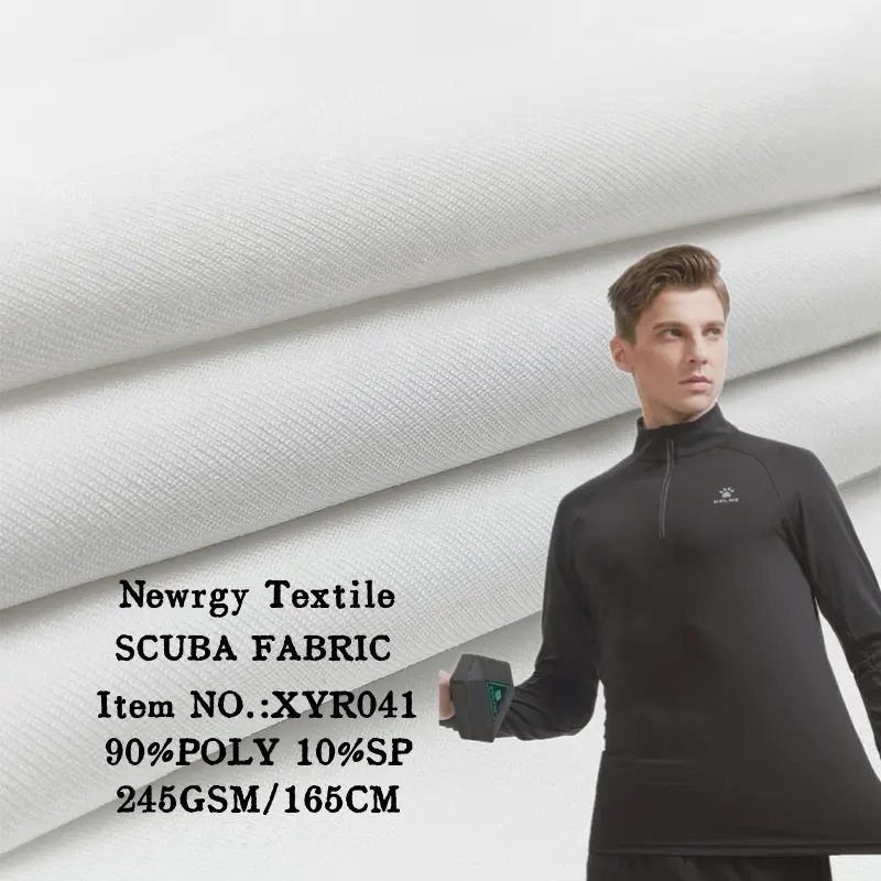 95% Polyester 5%Spandex Elastic Scuba Healthy Fabric Scuba 4 way stretch interlock knit fabric for sportswear