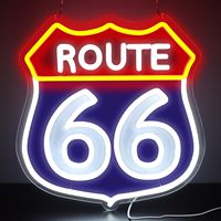 Neonawall - Letrero de Neón LED Personalizado al por Mayor con Diseño de Route 66, Decoración de Pared Vintage Retro para Garaje, Hogar, Cueva del Hombre, Regalo de Cumpleaños