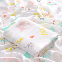 Couverture de bain/édredon rafraîchissant d'été pour bébé et tout-petit en bambou/coton double couche, personnalisée en usine, 120x120cm, motif végétal