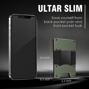 <b>RFID</b> <b>Blocking</b> Business Card <b>Wallet</b> Slim Metal Minimalist with Cash Strap Easy Use Customizable Laser Printed Card Holders - Product Image 3