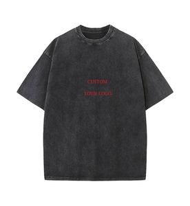 T-shirt homme vintage délavé printemps-été 2026 – Personnalisez votre propre logo – T-shirt 100 % coton épais délavé à l'acide - Product Image 1