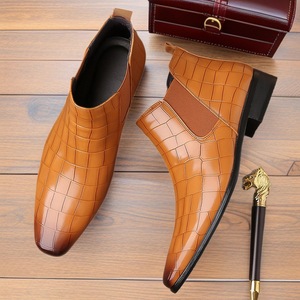 Botas Chelsea para Hombre con Punta Cuadrada, Zapatos de Moda que Combinan con Todo, Botas de Mezclilla hasta el Tobillo para Hombre, Botas Cortas de Mezclilla Estilo Retro Martin - Product Image 2