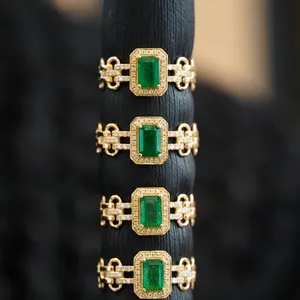 H & F fornitore Emerald Eternity Ring Gold Diamond AU750 AU585 AU375 gioielli fatti a mano con pietre preziose naturali personalizza
