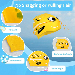 Sombrero de natación de dibujos animados para niños Sombrero de natación de silicona en forma de pez Protección cómoda para el cabello - Product Image 2