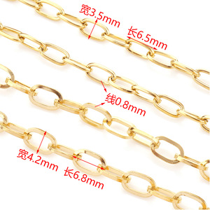 Cadena ovalada de acero inoxidable chapada en oro para la fabricación de collares H1552 - Product Image 2