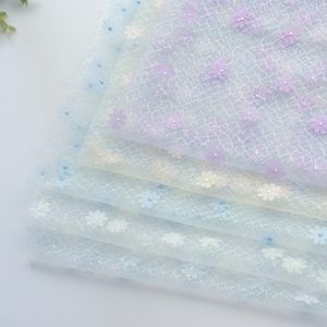 Tela de Encaje Floral 3D con Diseño de Margaritas, Tela de Tul con Flores 3D para Niños - Product Image 1