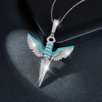 Pendentifs de bijoux hip-hop Real U pour hommes, pendentifs en diamant Moissanite VVS glacés, colliers en Moissanite aile d'ange en argent sterling 925, bijoux en acier inoxydable 316L