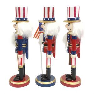 Soldat Casse-Noisette Américain Classique de 25 cm, Figurine Artisanale en Bois, Ornement pour Noël et Nouvel An - Product Image 3