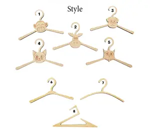 Wholesale Custom Logo Solid Wood Wooden Hanger Newborn Baby Clothes Hanger Print Cartoon Patterns Kids Hangers for Clothes