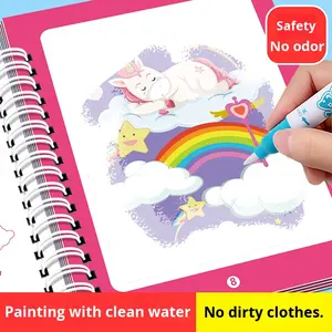 Grensoverschrijdende Engelse Versie Kinderen Waterschilderij Tekentafel Helder <span class=keywords><strong>Water</strong></span> Graffiti Sticker Album Baby Speelgoed Papier Verandert - Product Image 2