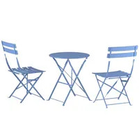 ビストロセット3ピース屋外耐候性家具セットスチール折りたたみ式円卓と椅子