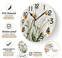Jam Dinding Tanpa Bingkai PVC Cetak UV Definisi Tinggi Pola Seamless Gaya Art Deco Gantung 9,9 Inci Desain Kustom Yu-Bright Silent