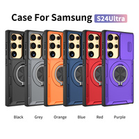 Funda Magnética Antigolpes con Protección de Lente de Cámara Deslizante para Samsung S25 Ultra A14 A15 A16 A36, Cubierta Protectora con Anillo