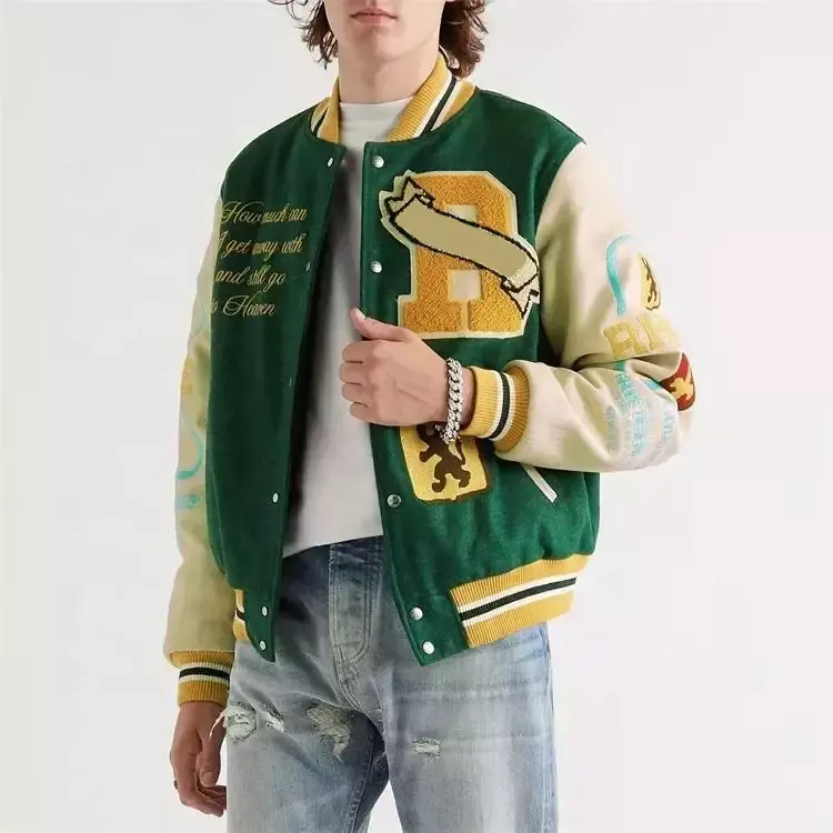 Kustom Veste Universitas Pour Hommes Anak Baseball Varsity Blazer Jaket Letterman Kaus Kosong untuk Pria B