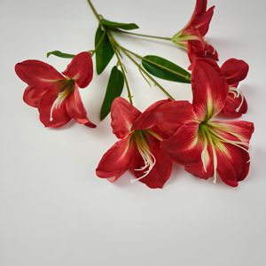 Fleurs artificielles d'amarillis (Hippeastrum) imprimées en 3D à 5 têtes, tige unique, pour mariage, Saint-Valentin, décoration intérieure, hôtel, arrangement floral - Product Image 6