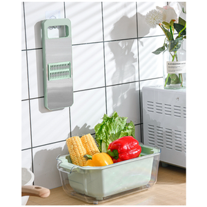 Cortador de cocina Manual multifuncional, picadores de alimentos, trituradora de acero inoxidable, rallador, mandolina, rebanador de verduras con contenedor - Product Image 5