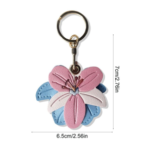 Flower-Shaped <strong>Keychain</strong> Pendant Faux Leather Bag Pendant Access Control Card Holder Lily Flower <strong>Keychain</strong> - Product Image 6