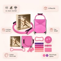 Ensemble de yoga et de Pilates 8 en 1, kit de fitness à domicile, anneau de Pilates, bandes de résistance, mini ballon, sangle d'étirement, chaussettes antidérapantes, équipement pour femmes